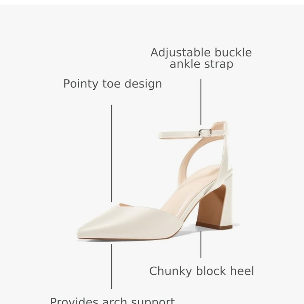 Elegant Cream Block Heel Women's Shoes